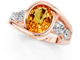 Rose gold Bezel Set Oval Cut Diamond Split Shank Ring_1