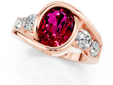 Rose gold Bezel Set Oval Cut Diamond Split Shank Ring_1