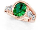 Rose gold Bezel Set Oval Cut Diamond Split Shank Ring_1