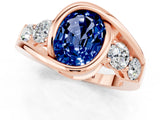 Rose gold Bezel Set Oval Cut Diamond Split Shank Ring_1
