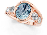 Rose gold Bezel Set Oval Cut Diamond Split Shank Ring_1