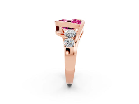 Rose gold Bezel Set Oval Cut Diamond Split Shank Ring_2