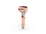Rose gold Bezel Set Oval Cut Diamond Split Shank Ring_2