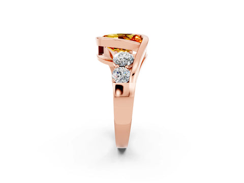 Rose gold Bezel Set Oval Cut Diamond Split Shank Ring_2