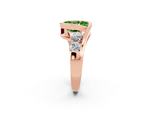 Rose gold Bezel Set Oval Cut Diamond Split Shank Ring_2
