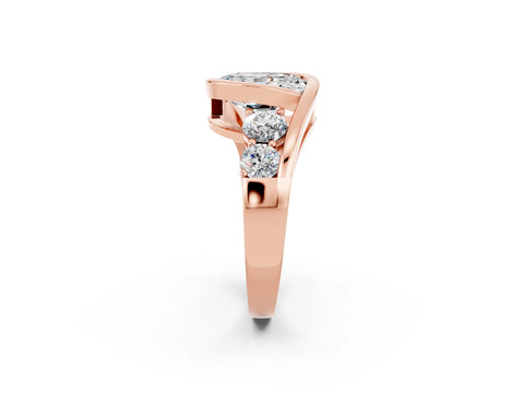 Rose gold Bezel Set Oval Cut Diamond Split Shank Ring_2