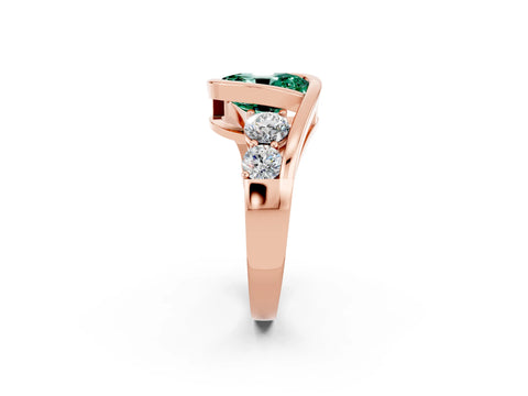 Rose gold Bezel Set Oval Cut Diamond Split Shank Ring_2