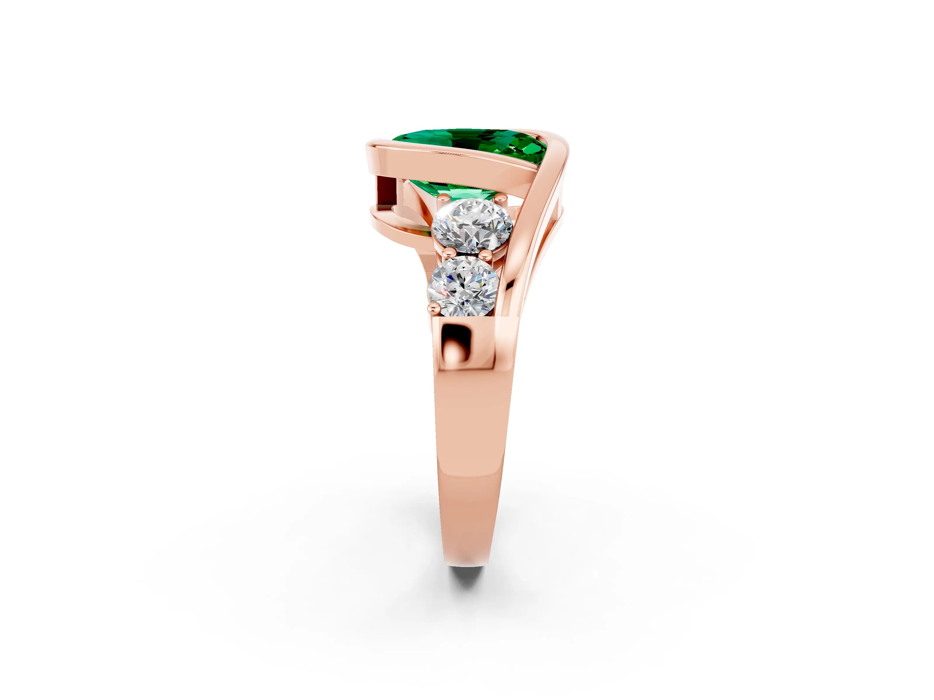 Rose gold Bezel Set Oval Cut Diamond Split Shank Ring_2
