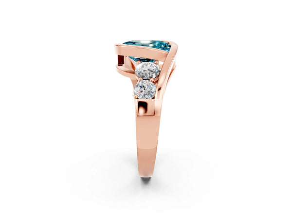 Rose gold Bezel Set Oval Cut Diamond Split Shank Ring