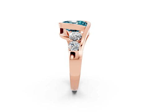 Rose gold Bezel Set Oval Cut Diamond Split Shank Ring_2