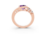 Rose gold Bezel Set Oval Cut Diamond Split Shank Ring_3