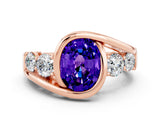 Rose gold Bezel Set Oval Cut Diamond Split Shank Ring