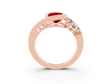 Rose gold Bezel Set Oval Cut Diamond Split Shank Ring_3
