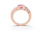 Rose gold Bezel Set Oval Cut Diamond Split Shank Ring_3