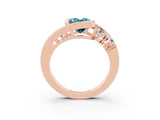Rose gold Bezel Set Oval Cut Diamond Split Shank Ring_3