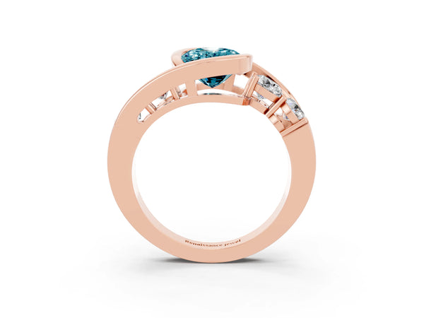 Rose gold Bezel Set Oval Cut Diamond Split Shank Ring