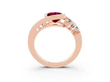 Rose gold Bezel Set Oval Cut Diamond Split Shank Ring_3