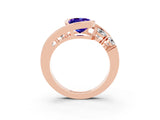 Rose gold Bezel Set Oval Cut Diamond Split Shank Ring_3