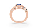 Rose gold Bezel Set Oval Cut Diamond Split Shank Ring_3