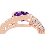 Rose gold Bezel Set Oval Cut Diamond Split Shank Ring_4