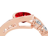 Rose gold Bezel Set Oval Cut Diamond Split Shank Ring_4