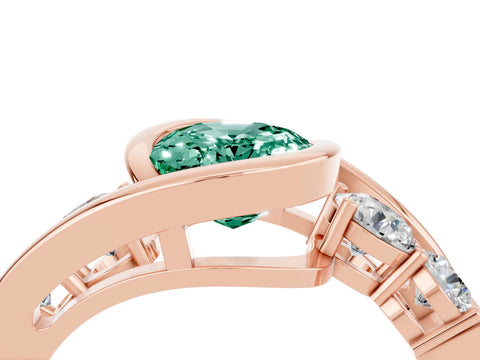 Rose gold Bezel Set Oval Cut Diamond Split Shank Ring_4
