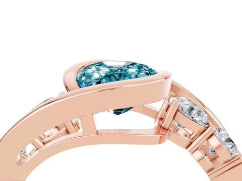 Rose gold Bezel Set Oval Cut Diamond Split Shank Ring_4