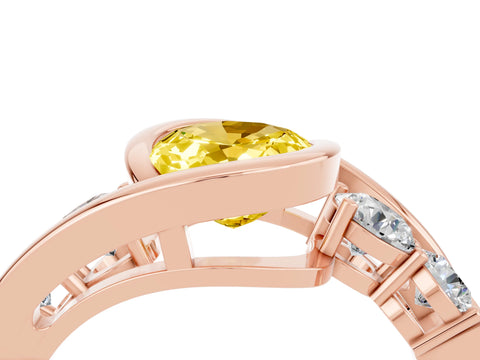Rose gold Bezel Set Oval Cut Diamond Split Shank Ring_4