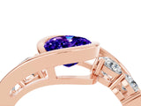 Rose gold Bezel Set Oval Cut Diamond Split Shank Ring_4