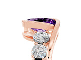 Rose gold Bezel Set Oval Cut Diamond Split Shank Ring_5