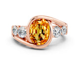 Rose gold Bezel Set Oval Cut Diamond Split Shank Ring