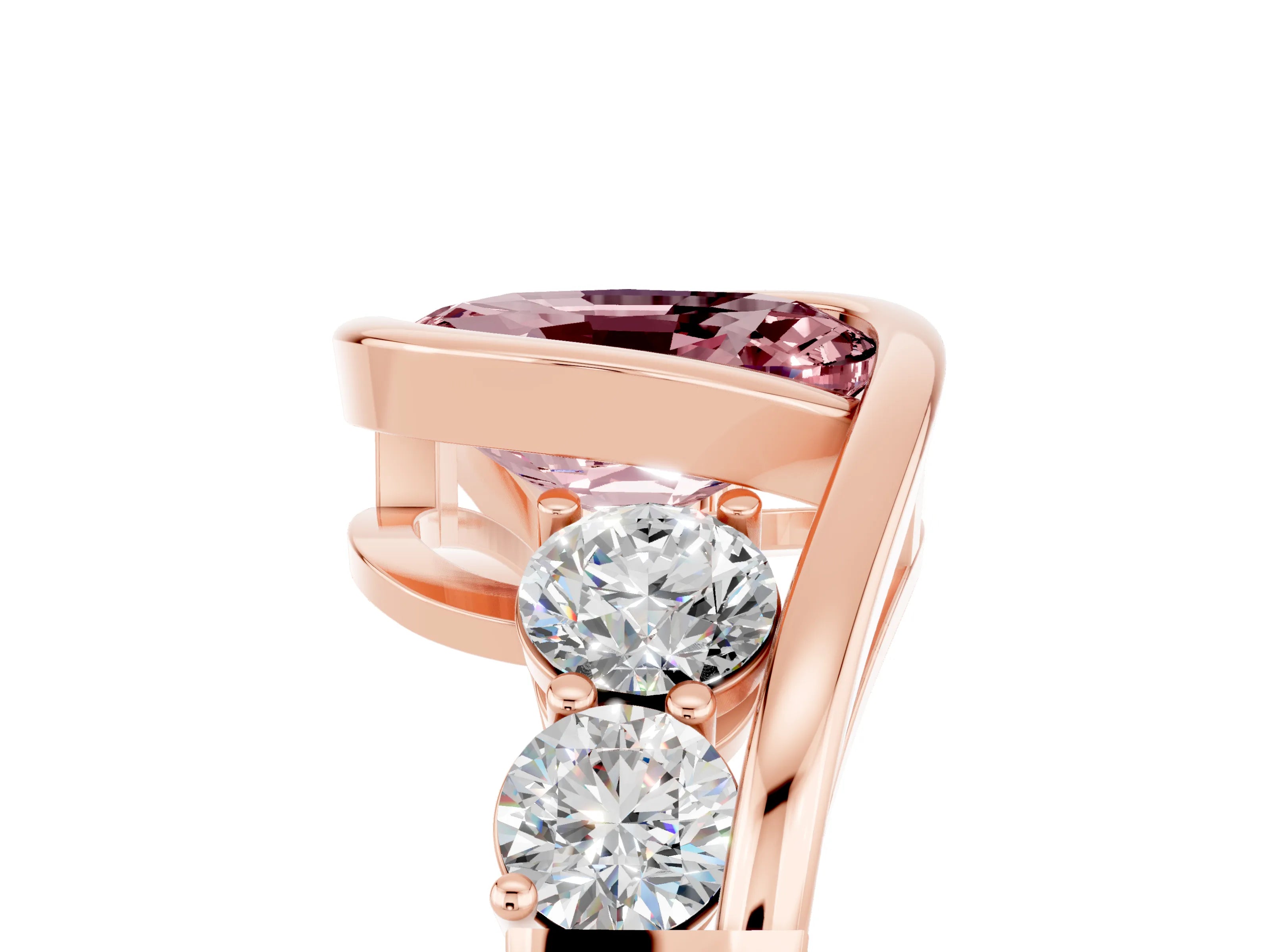 Rose gold Bezel Set Oval Cut Diamond Split Shank Ring_5