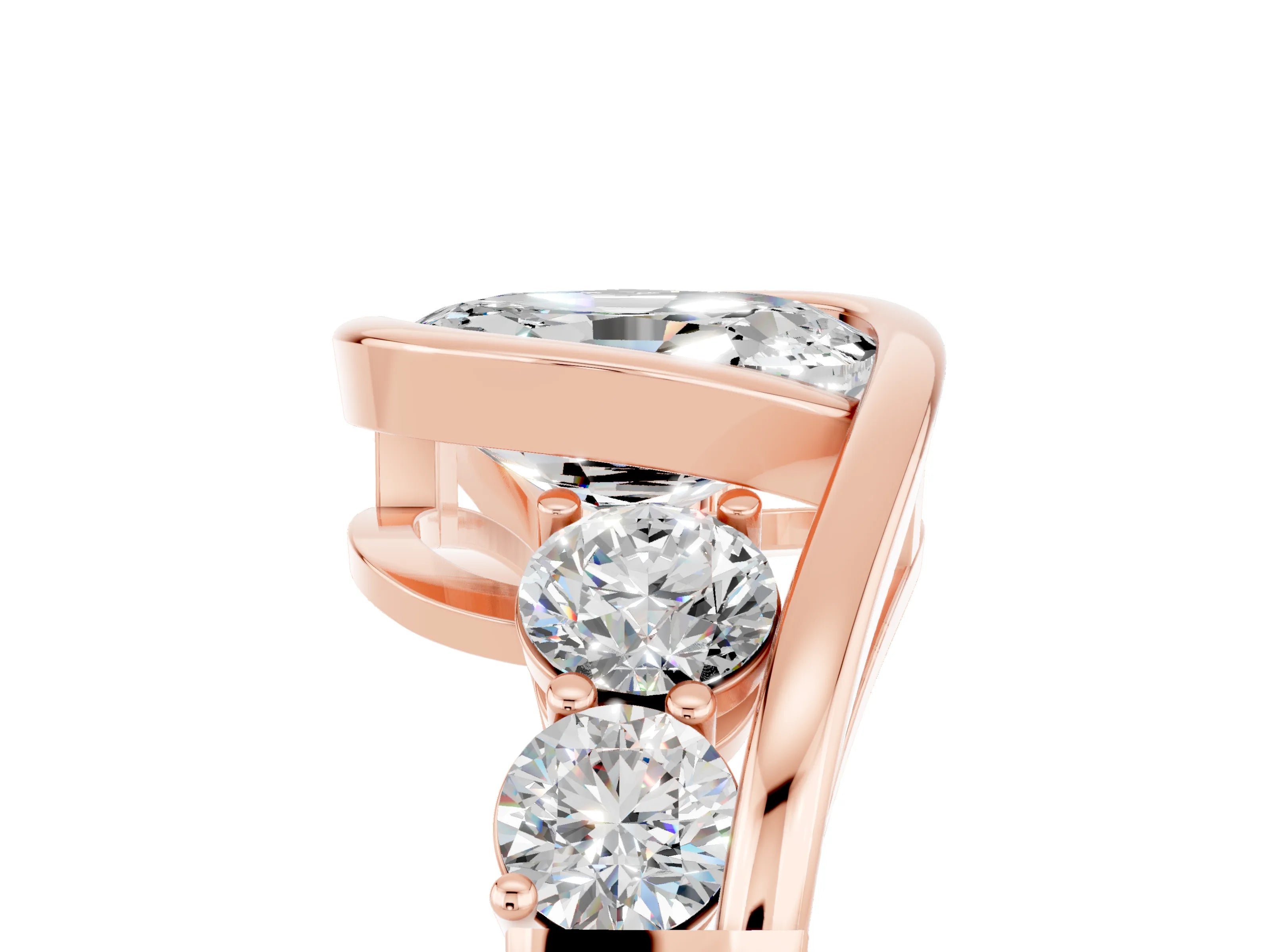 Rose gold Bezel Set Oval Cut Diamond Split Shank Ring_5