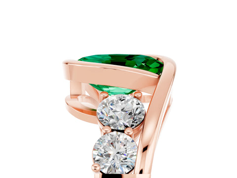 Rose gold Bezel Set Oval Cut Diamond Split Shank Ring_5