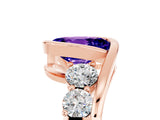 Rose gold Bezel Set Oval Cut Diamond Split Shank Ring_5