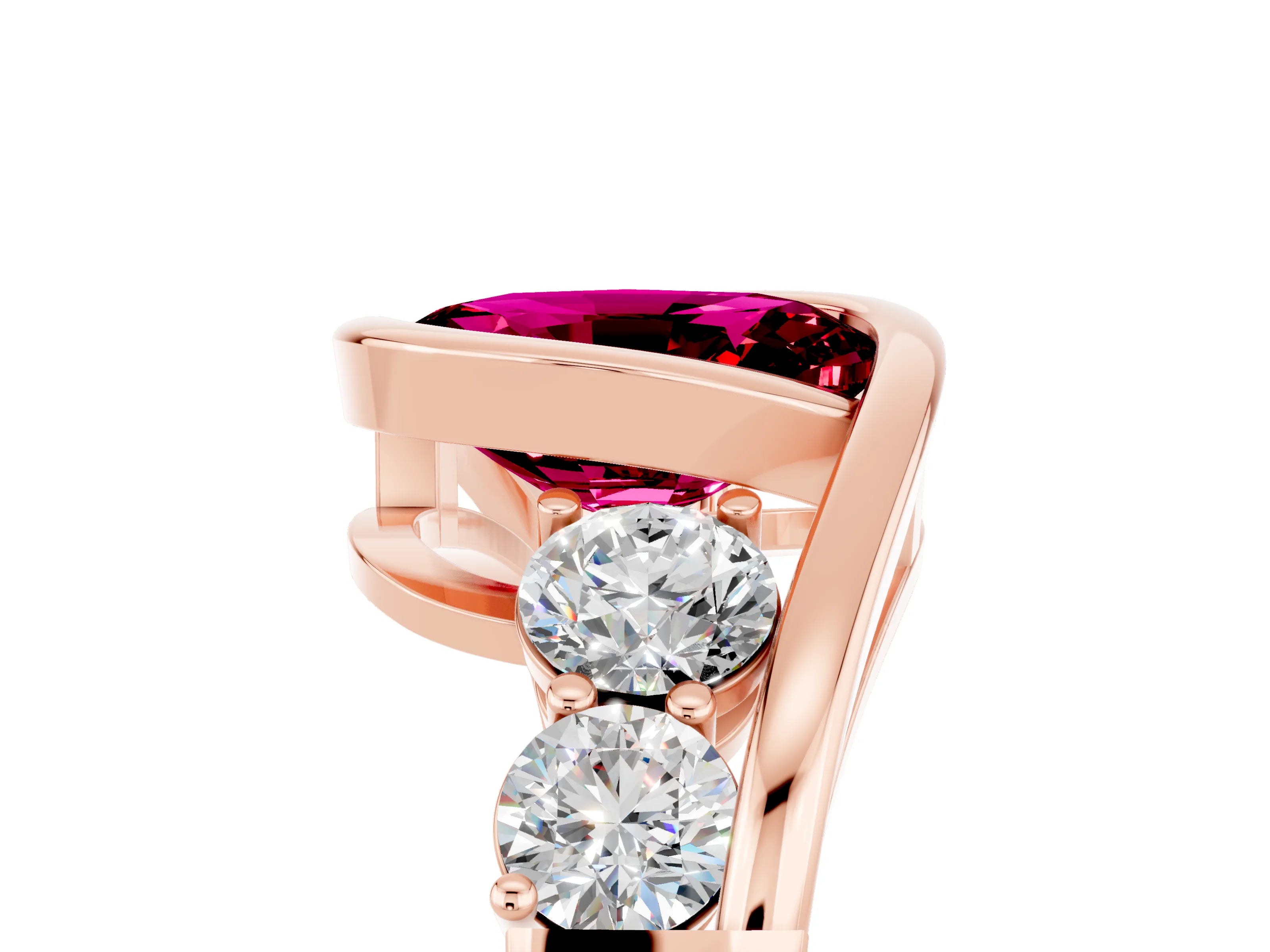 Rose gold Bezel Set Oval Cut Diamond Split Shank Ring_5
