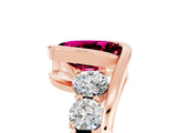 Rose gold Bezel Set Oval Cut Diamond Split Shank Ring_5