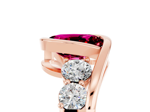 Rose gold Bezel Set Oval Cut Diamond Split Shank Ring_5