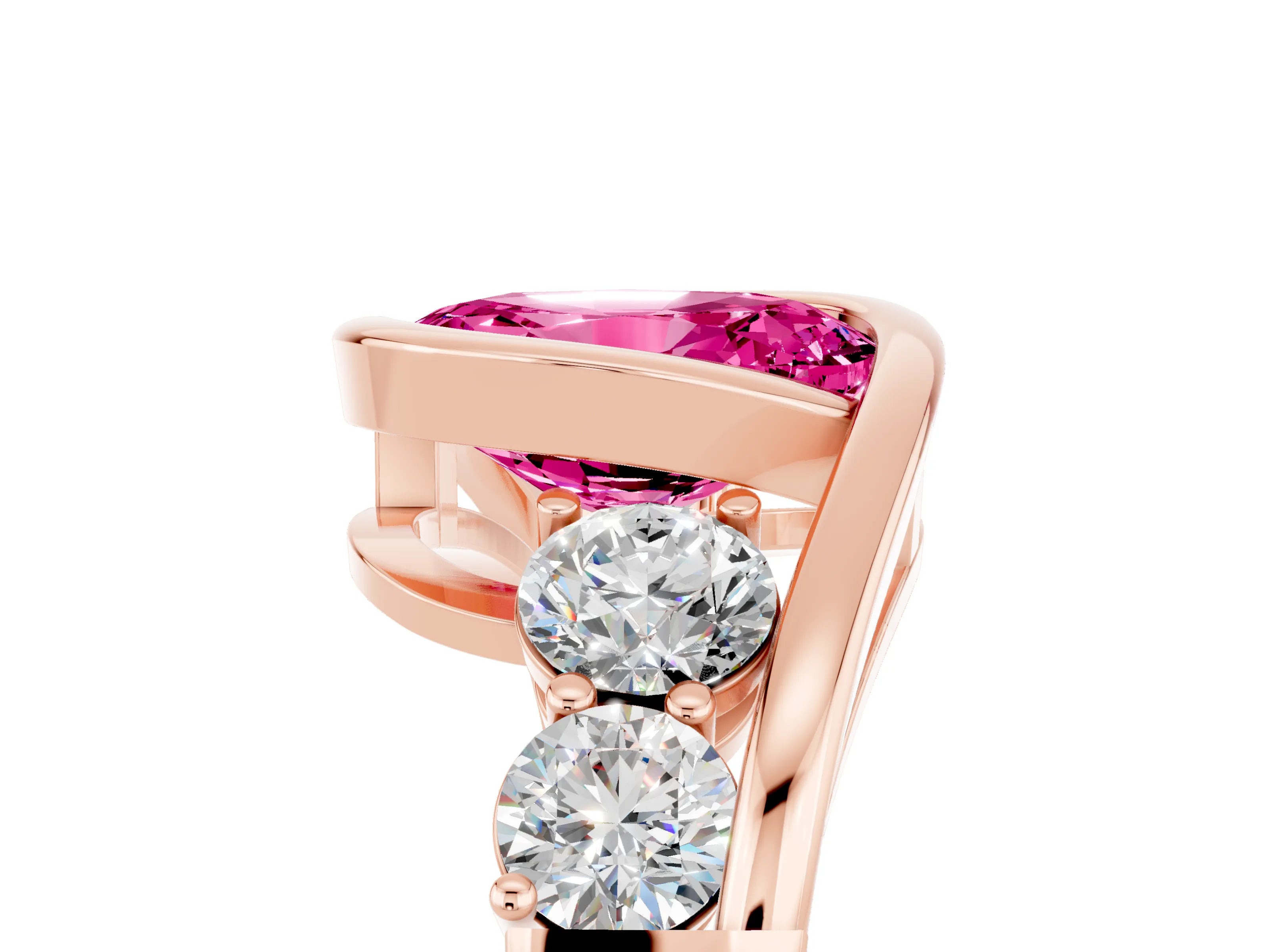 Rose gold Bezel Set Oval Cut Diamond Split Shank Ring_5