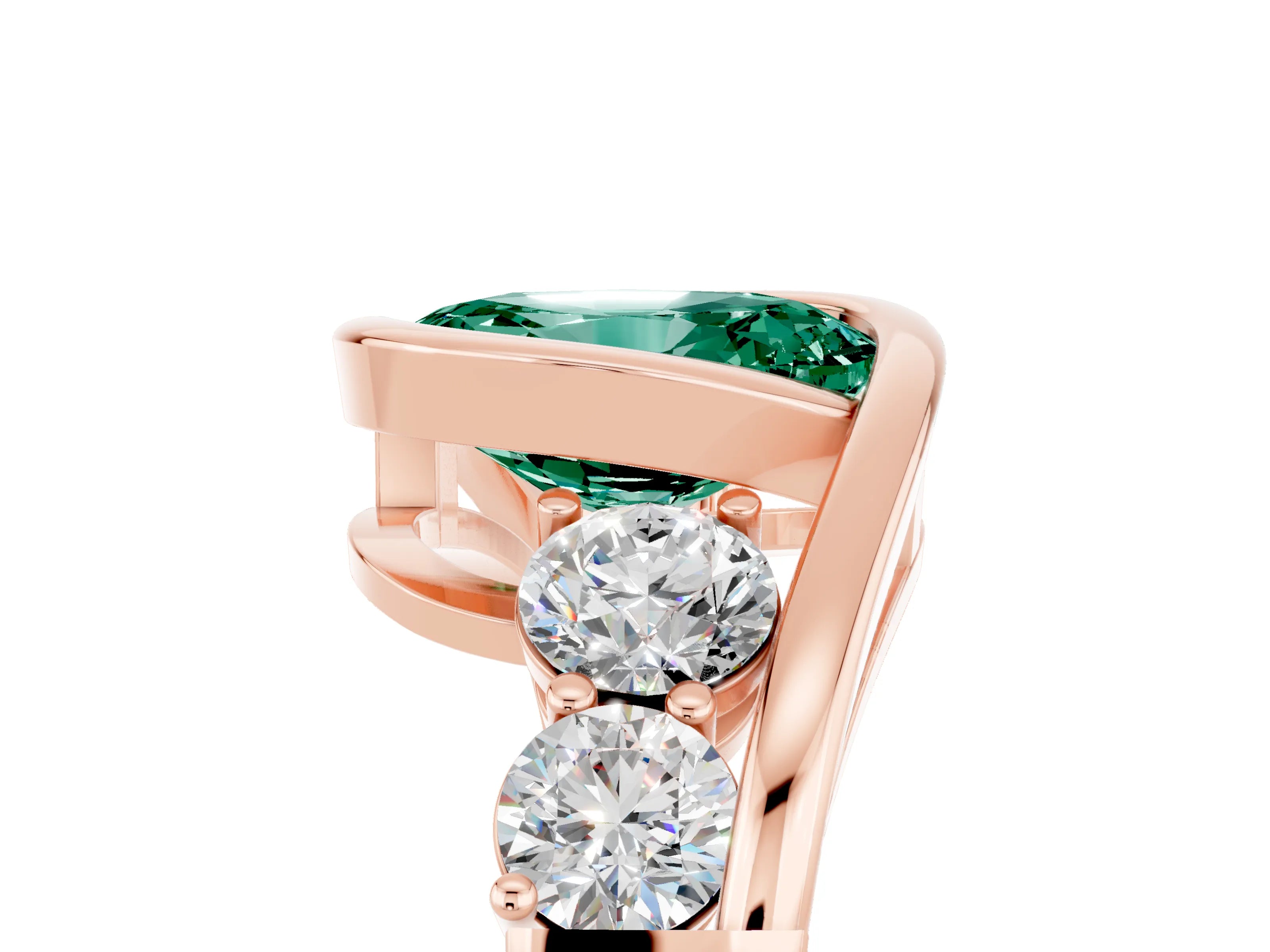 Rose gold Bezel Set Oval Cut Diamond Split Shank Ring_5