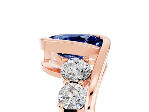 Rose gold Bezel Set Oval Cut Diamond Split Shank Ring_5