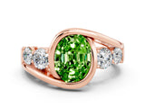 Rose gold Bezel Set Oval Cut Diamond Split Shank Ring