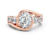 Rose gold Bezel Set Oval Cut Diamond Split Shank Ring