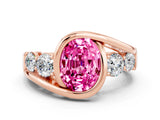 Rose gold Bezel Set Oval Cut Diamond Split Shank Ring