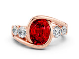 Rose gold Bezel Set Oval Cut Diamond Split Shank Ring