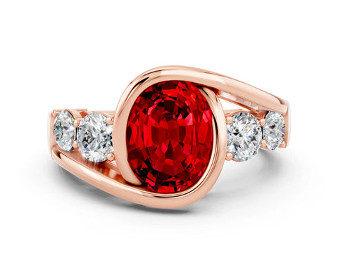 Rose gold Bezel Set Oval Cut Diamond Split Shank Ring