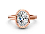 Rose gold Bezel Set Oval Cut Solitaire Engagement Ring with Classic Band_3