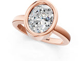 Rose gold Bezel Set Oval Cut Solitaire Engagement Ring with Classic Band_4