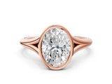 Rose gold Bezel Set Oval Cut Solitaire Ring with Tapered Band 1