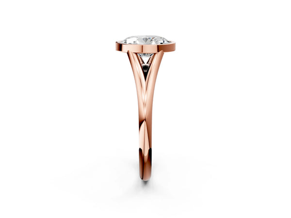 Rose gold Bezel Set Oval Cut Solitaire Ring with Tapered Band
